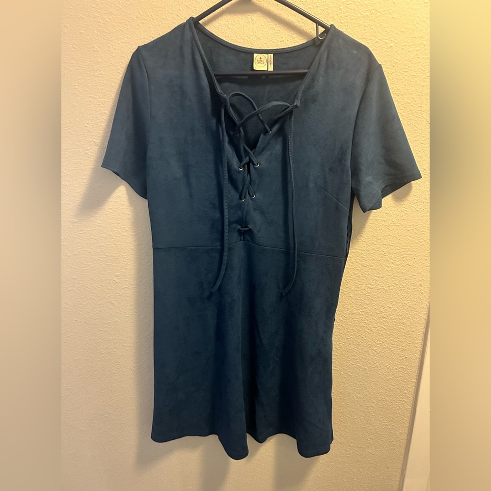 Paper Crane Suede Like Navy dress- never worn. Size L